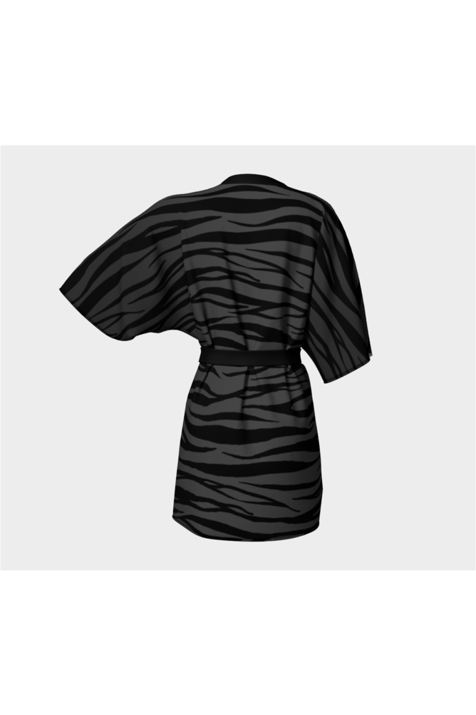 Dark Gray Tiger Print Kimono Robe - Objet D'Art