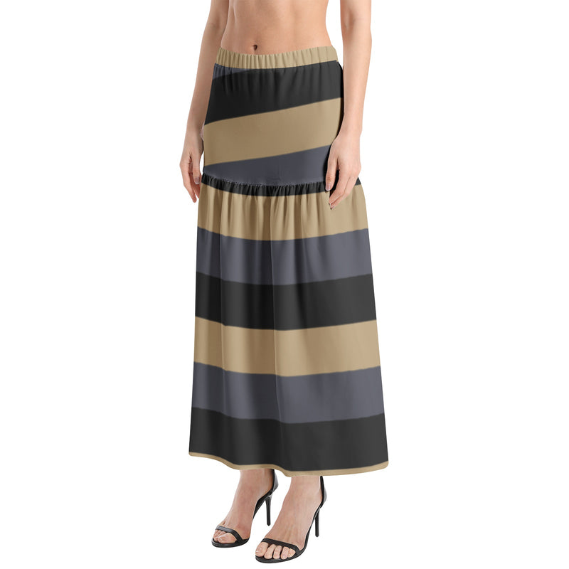 Elastic Waist Ruffle Slit Hem Skirt - Objet D'Art