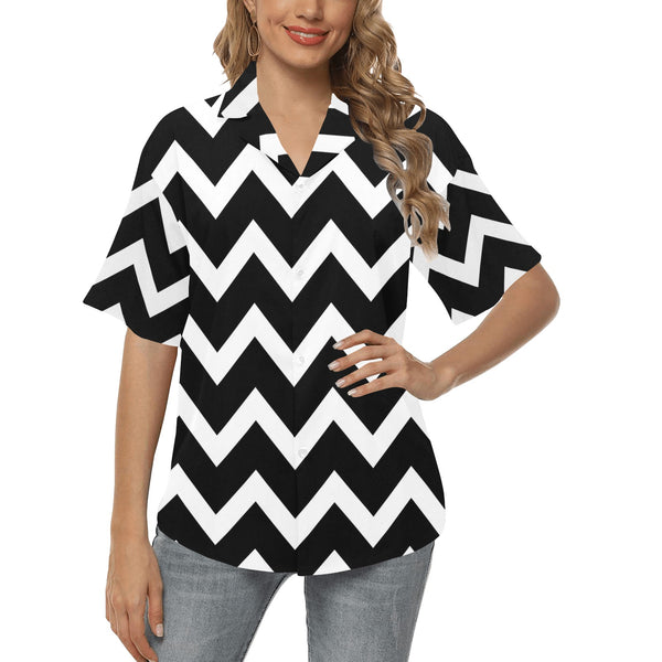 waves12 print All Over Print Hawaiian Shirt for Women (Model T58) - Objet D'Art