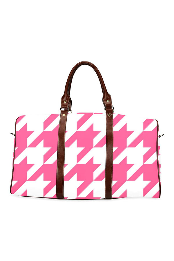 Pink Houndstooth Waterproof Travel Bag/Large - Objet D'Art