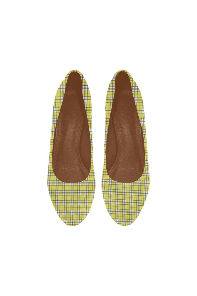 Yellow Plaid Women's High Heels (Model 044) - Objet D'Art