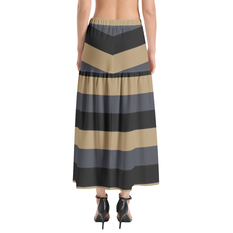 Elastic Waist Ruffle Slit Hem Skirt - Objet D'Art
