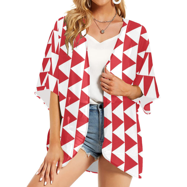 go go print Women's Kimono Chiffon Cover Up (Model H51) - Objet D'Art