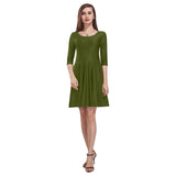 Pineapple Stem Tethys Half-Sleeve Skater Dress - Objet D'Art
