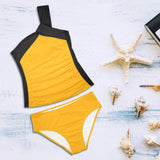 black 2 9k Women's One Shoulder Backless Swimsuit (Model S44) - Objet D'Art