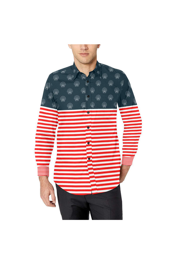 United Shells of America Men's All Over Print Casual Dress Shirt - Objet D'Art