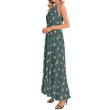 Cats Ruffle Hem Halter Neck Maxi Dress - Objet D'Art