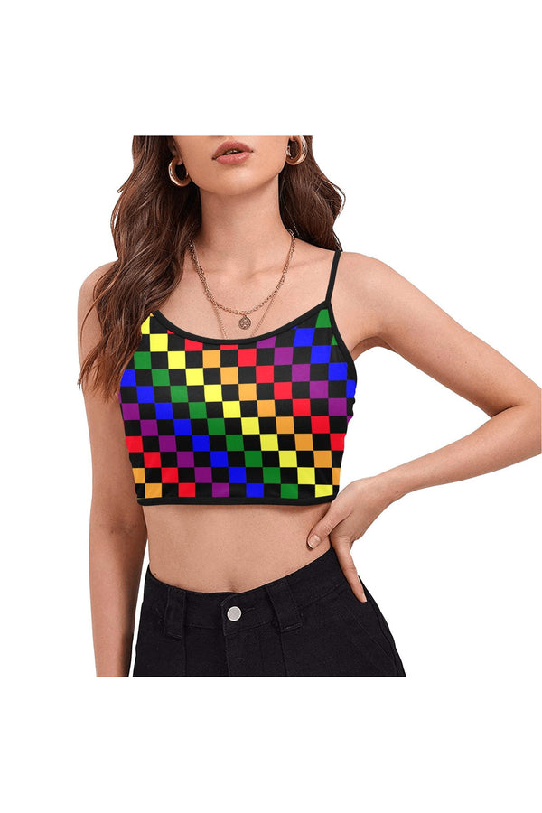 undefined Women's Spaghetti Strap Crop Top (Model T67) - Objet D'Art