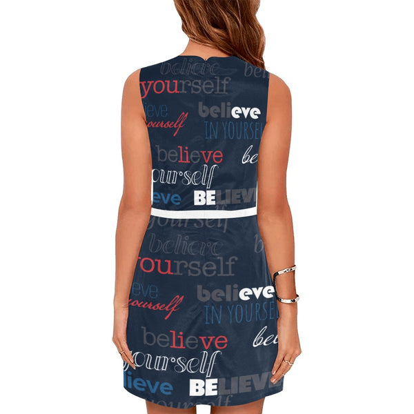 believe in yourself Eos Women's Sleeveless Dress (Model D01) - Objet D'Art