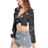 Women's Deep V-Neck Lantern Sleeve Crop Top - Objet D'Art