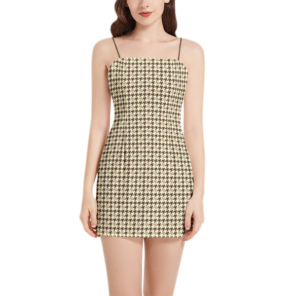 Sleeveless Square Neckline Spaghetti Strap Mini Dress - Objet D'Art