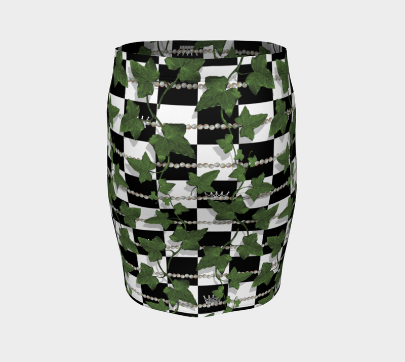 Ivy Pearls and Chess Queen Fitted Skirt - Objet D'Art