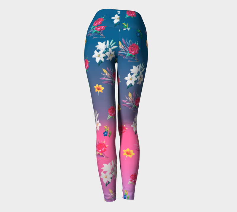 Floral Ombre Yoga Leggings - Objet D'Art
