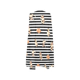 cats bw striped print 2 yoga_leggings_template-Recovered-Recovered copy Sleeveless A-Line Pocket Dress (Model D57) - Objet D'Art