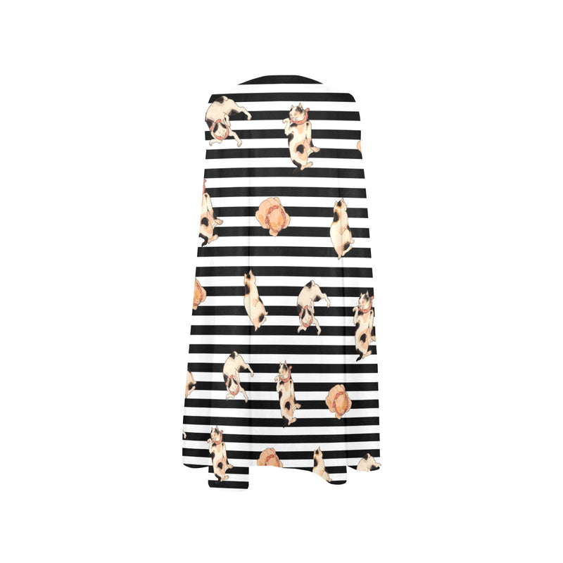 cats bw striped print 2 yoga_leggings_template-Recovered-Recovered copy Sleeveless A-Line Pocket Dress (Model D57) - Objet D'Art