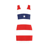 red white blue star and stripes print Medea Vest Dress (Model D06) - Objet D'Art
