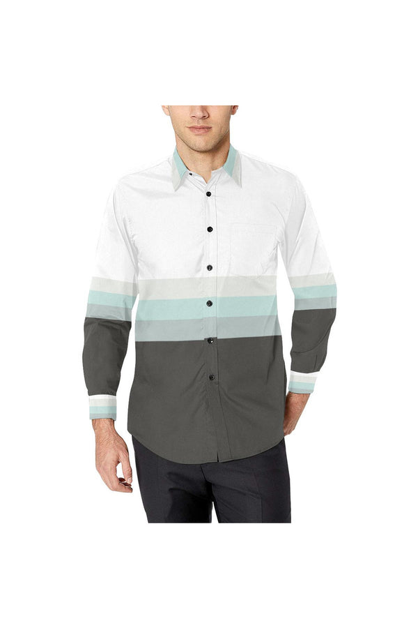 Three Bands of Gray Men's All Over Print Casual Dress Shirt - Objet D'Art
