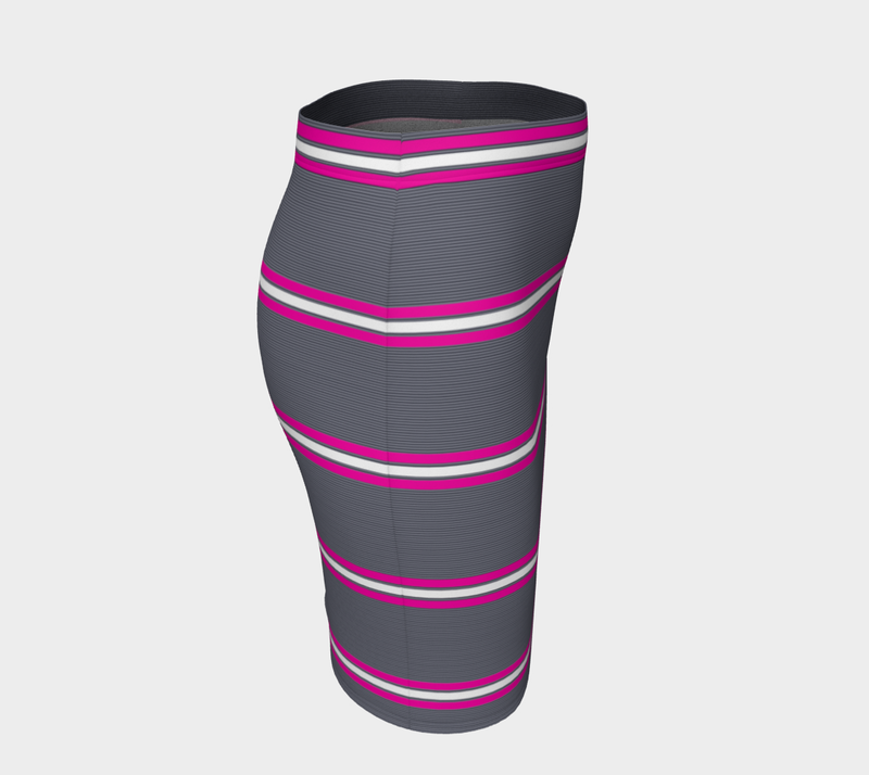 Fuchsia Striped Fitted Skirt - Objet D'Art