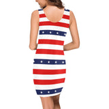 stars and stripes stripe horizontal print Medea Vest Dress (Model D06) - Objet D'Art