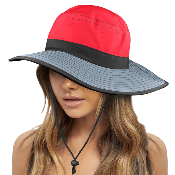 scarlet flame print 2 Wide Brim Bucket Hat - Objet D'Art