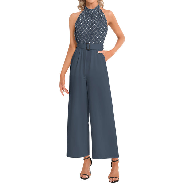 Hearts Halter Neck Buckle Belted Jumpsuit - Objet D'Art