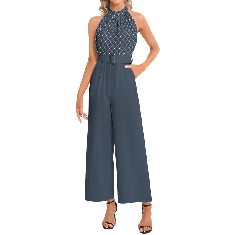 Hearts Halter Neck Buckle Belted Jumpsuit - Objet D'Art