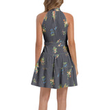 Ruffle Hem Belted Halter Dress - Objet D'Art