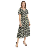 The Answer Flutter Sleeve Drawstring Waist Flared Dress - Objet D'Art