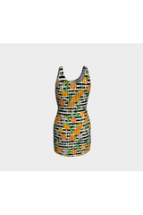 Oranges on Stripes Bodycon Dress - Objet D'Art