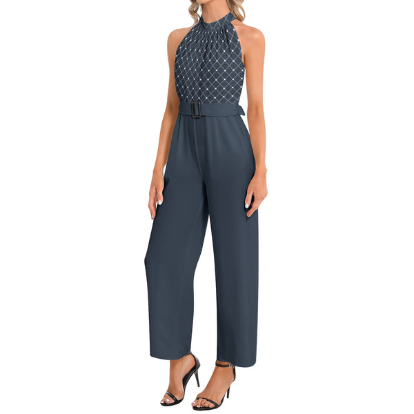 Hearts Halter Neck Buckle Belted Jumpsuit - Objet D'Art