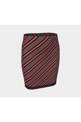 Red Striped Fitted Skirt - Objet D'Art