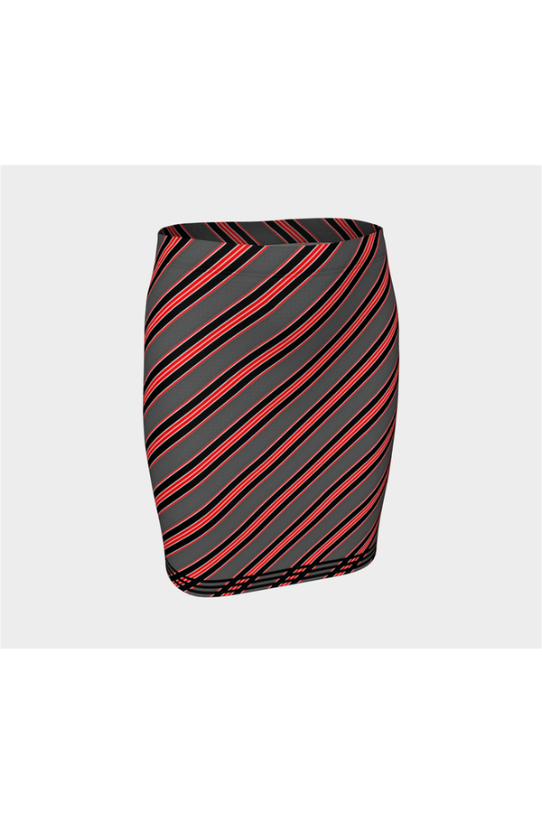 Red Striped Fitted Skirt - Objet D'Art