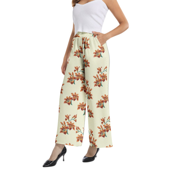 Tiger Lily Floral Print Elastic Waist Wide Leg Pant - Objet D'Art