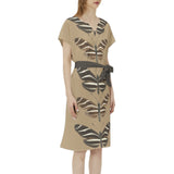 Heliconia Charitonia Batwing Sleeve Notch Neck Casual Dress with Belt - Objet D'Art