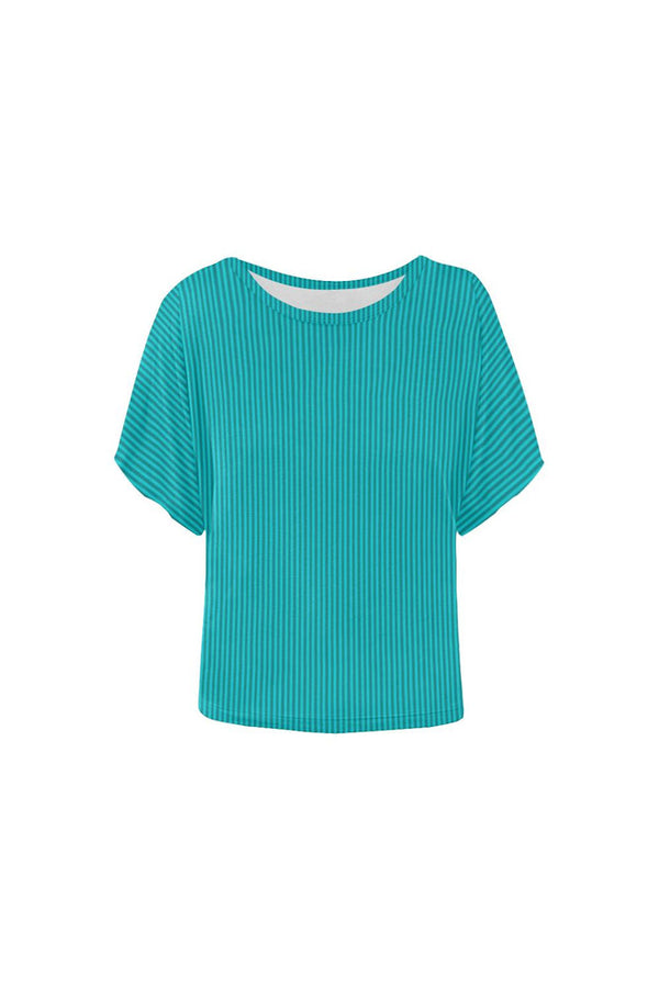 Mint Mini Stripe Women's Batwing-Sleeved Blouse T shirt - Objet D'Art