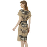 Heliconia Charitonia Batwing Sleeve Notch Neck Casual Dress with Belt - Objet D'Art