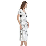 Puff Sleeve Split Thigh Midi Dress - Objet D'Art