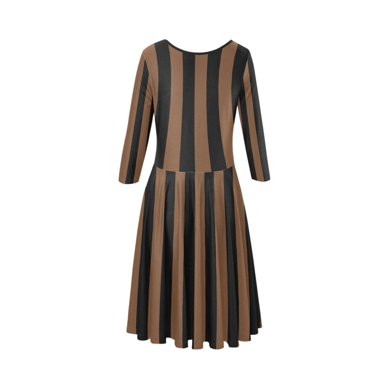 Striped Tethys Half-Sleeve Skater Dress - Objet D'Art