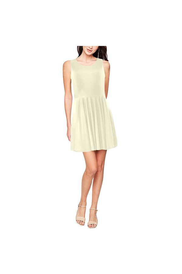 Cream Thea Sleeveless Skater Dress(Model D19) - Objet D'Art
