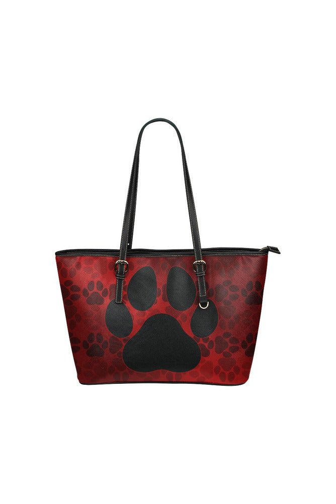 paw print 4 tote bag Leather Tote Bag/Small (Model 1651) - Objet D'Art