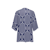 circle pattern blue print 3 Women's Kimono Chiffon Cover Up (Model H51) - Objet D'Art