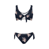 cheribum navy sky print Bow Tie Front Bikini Swimsuit (Model S38) - Objet D'Art