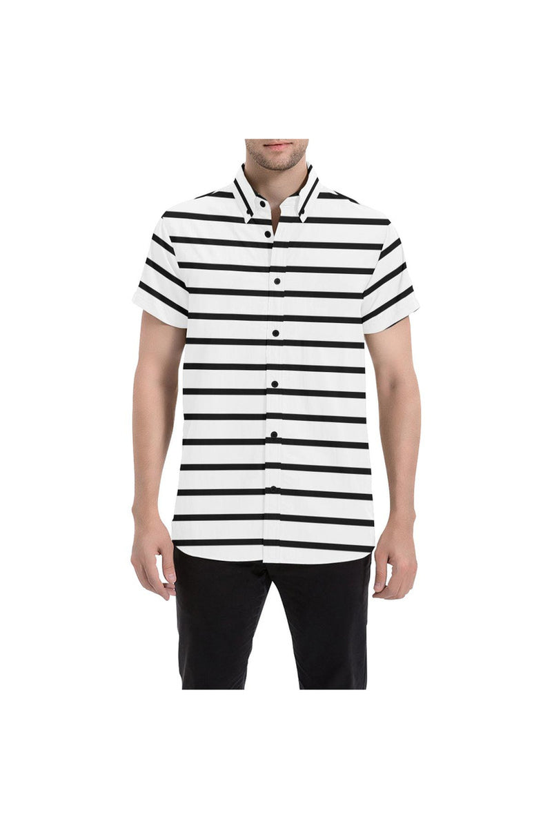 Horizontal Stripe Men's All Over Print Short Sleeve Shirt - Objet D'Art Online Retail Store