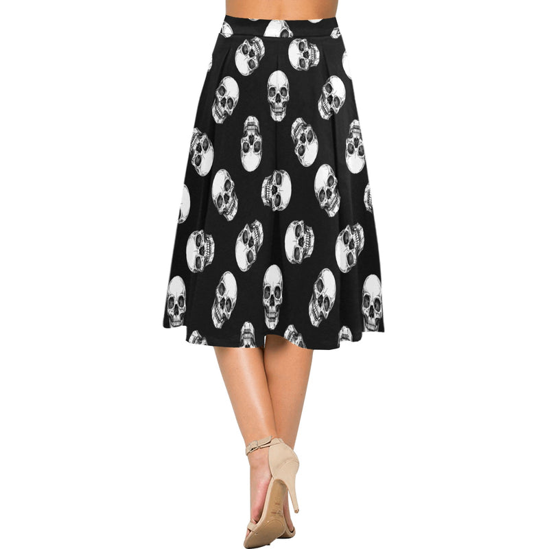 Skull Mnemosyne Women's Crepe Skirt (Model D16) - Objet D'Art