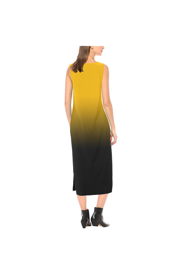 Gold to Black Gradient Phaedra Sleeveless Open Fork Long Dress - Objet D'Art