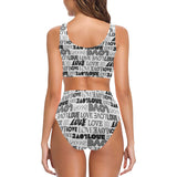 love print bw 2 Chest Bowknot Bikini Swimsuit (Model S33) - Objet D'Art
