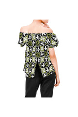 Fleur-de-lis Women's Off Shoulder Blouse with Ruffle - Objet D'Art