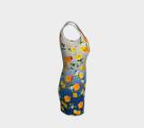 Greek Key Floral Lattice Bodycon Dress - Objet D'Art