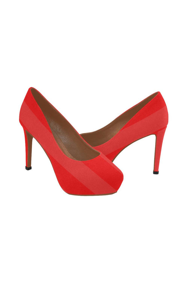 Red on Red Stripes Women's High Heels - Objet D'Art