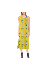 Yellow FloraPhaedra Sleeveless Open Fork Long Dress - Objet D'Art